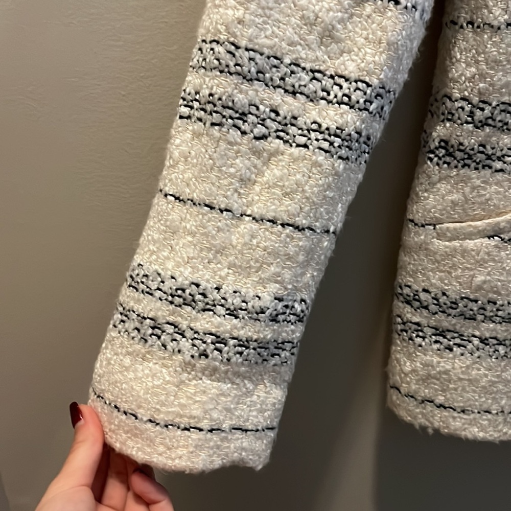 Express Navy Stripe Draped Boucle Blazer | S - image 5